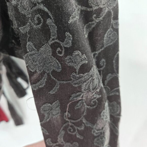 Black Red Velvet Burnout Lace Gothic Dance Crop Back Tie Top Medium - Picture 5 of 8